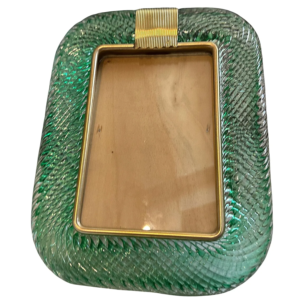 Green Murano glass and brass frame, 1990s 1