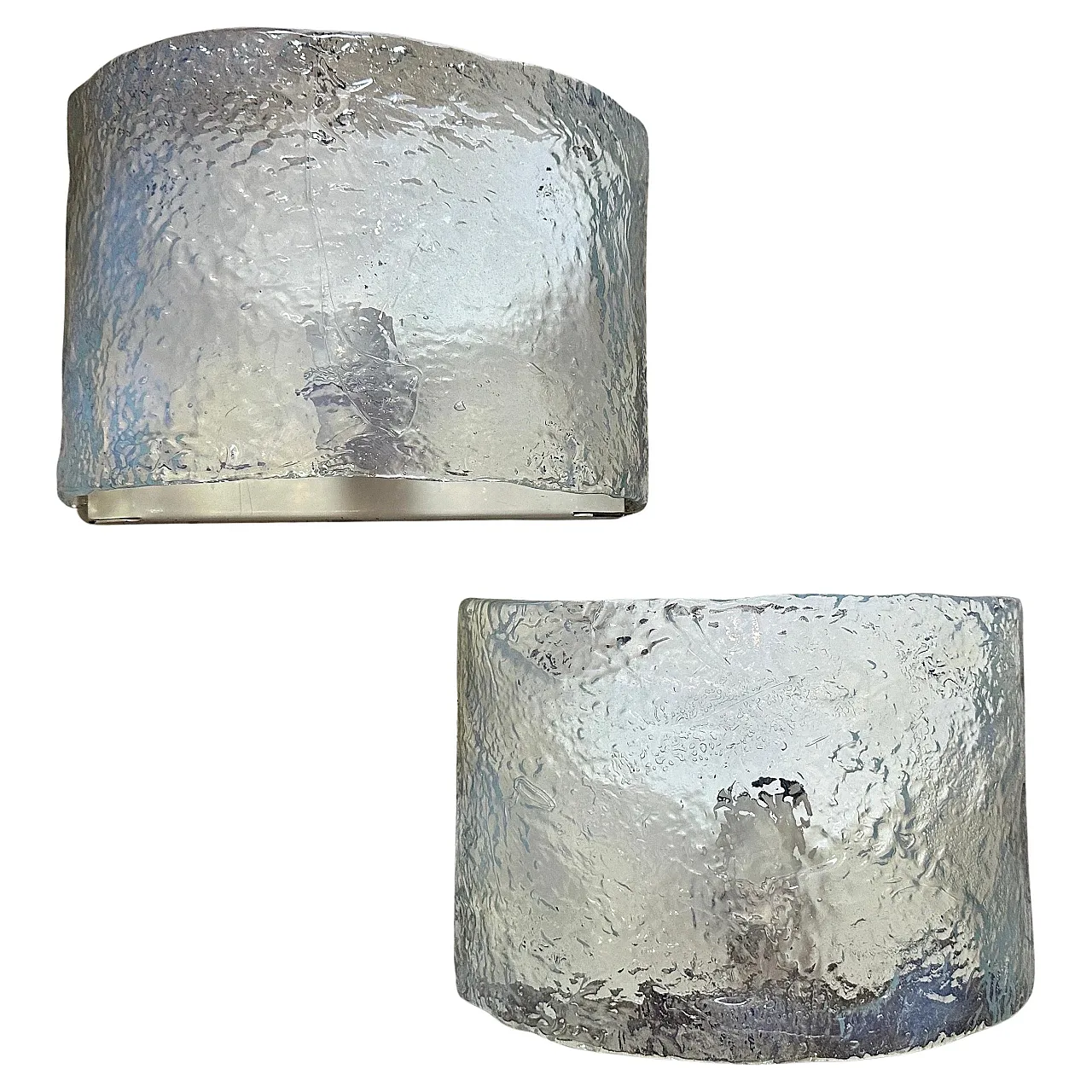 Pair of opalescent Murano glass wall sconces by Mazzega, 1970s 1