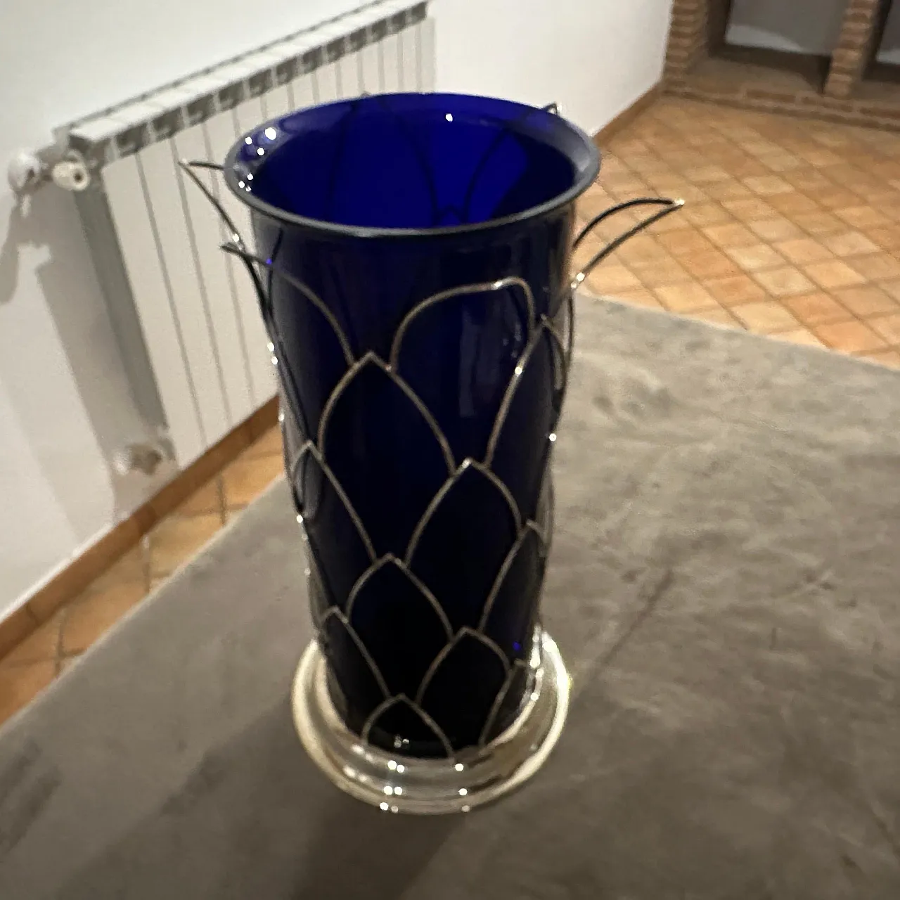 Vaso in argento sterling e vetro di Murano di Cleto Munari, anni '80 6