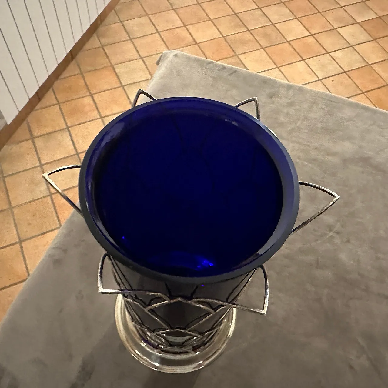 Vaso in argento sterling e vetro di Murano di Cleto Munari, anni '80 8