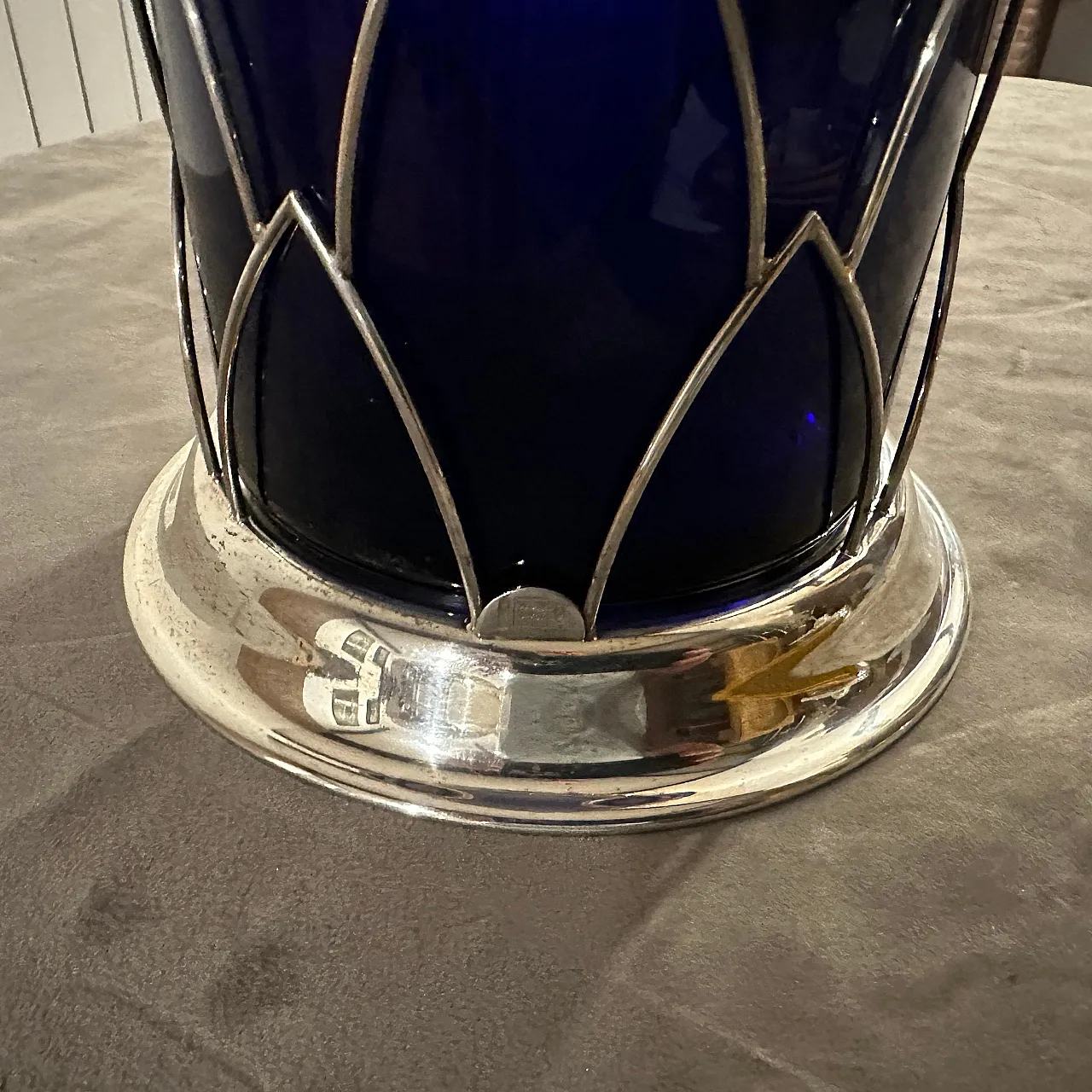 Vaso in argento sterling e vetro di Murano di Cleto Munari, anni '80 9