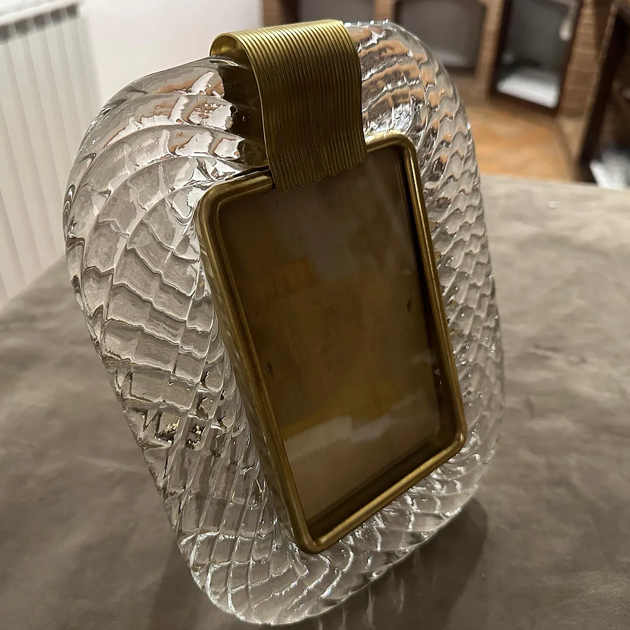 Brass and Murano glass frame in Barovier style, 1980s 11