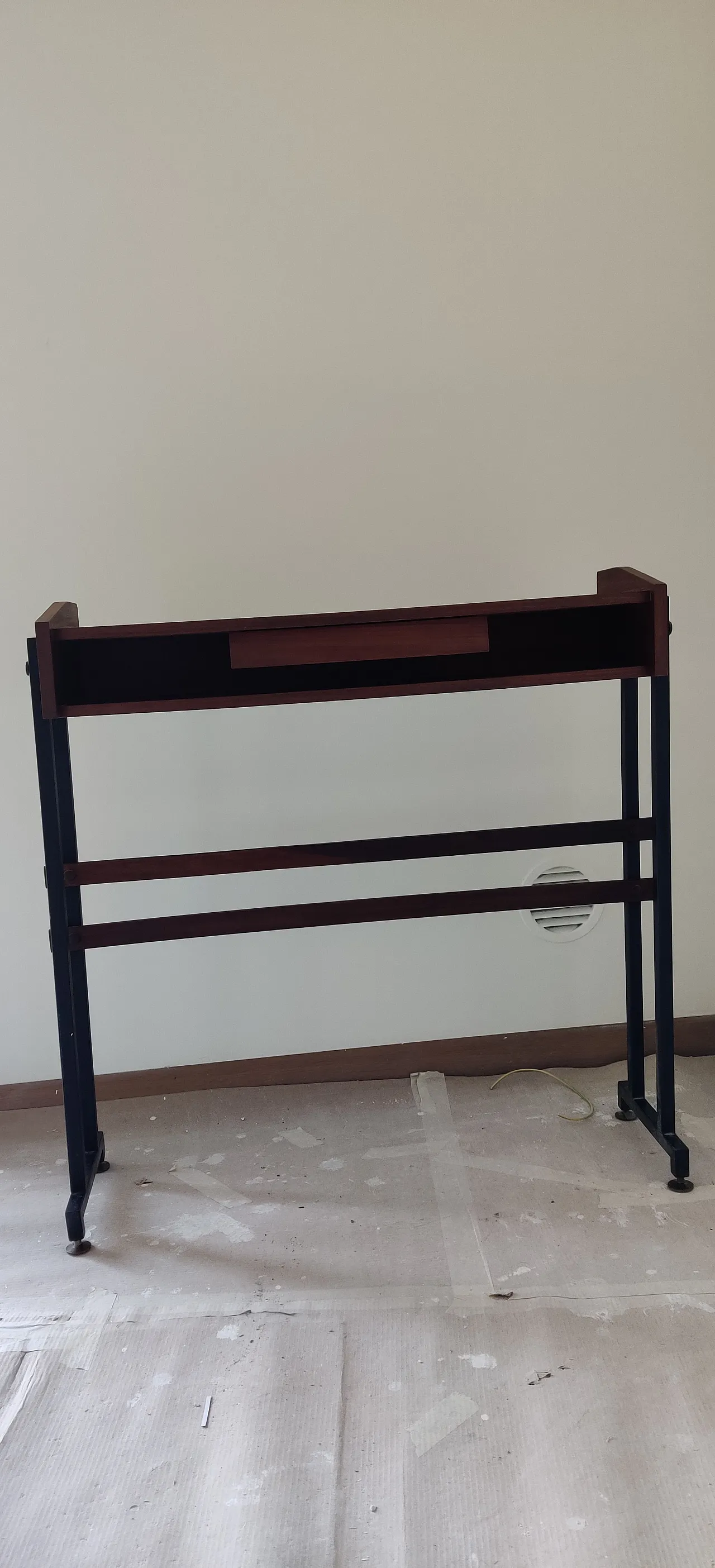 Wooden entrance console table with metal feet, 1950s 4