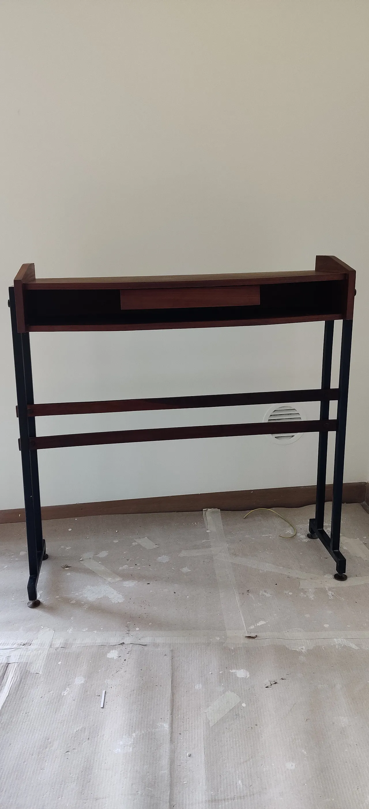 Wooden entrance console table with metal feet, 1950s 5