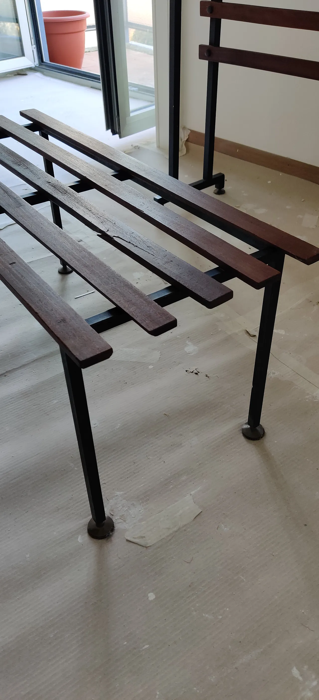 Bench in teak wood with brass legs, 1950s 4