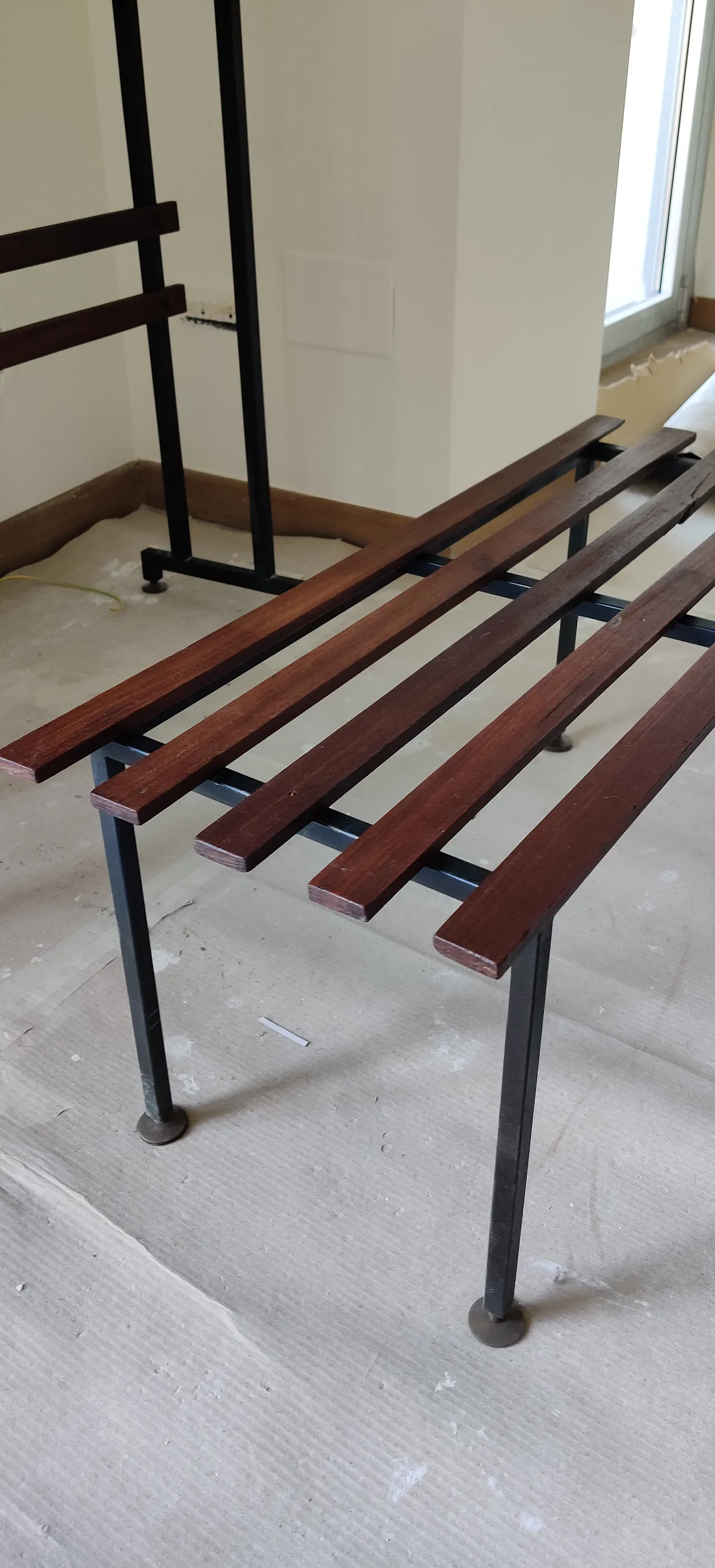 Bench in teak wood with brass legs, 1950s 5