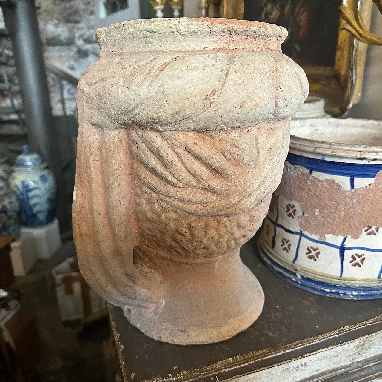 Sicilian Moro vase in handmade terracotta, 1930s 5