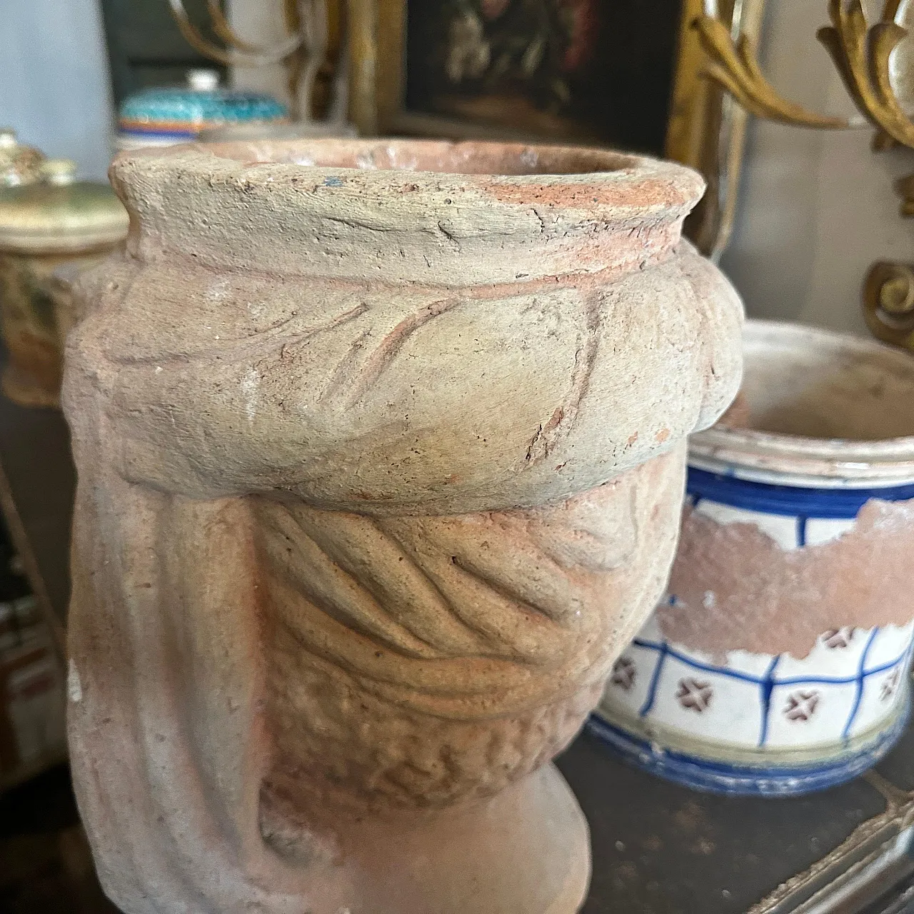 Sicilian Moro vase in handmade terracotta, 1930s 7