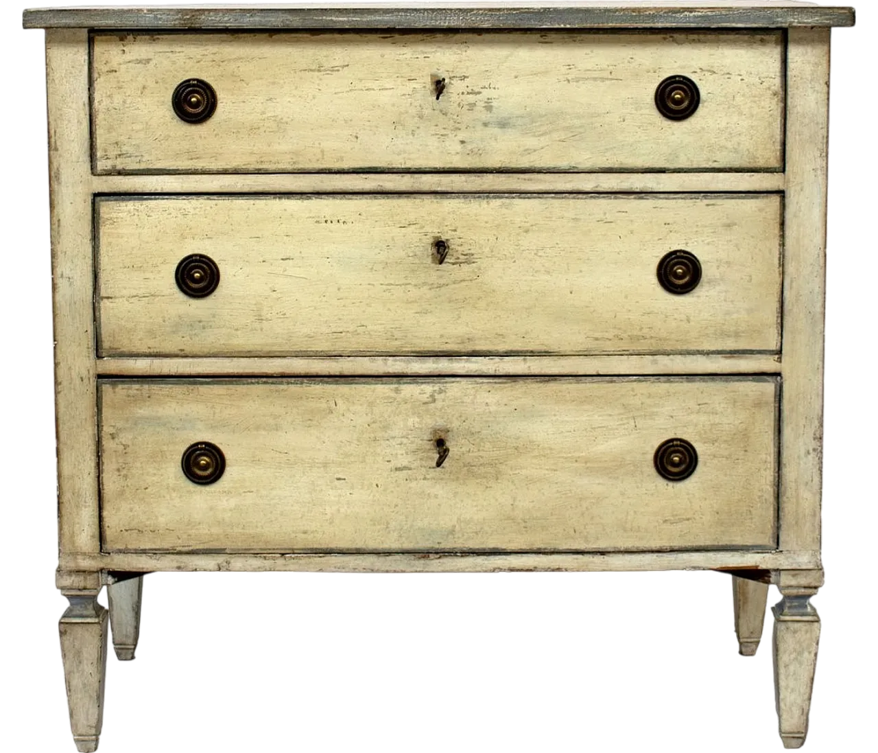 Provincial LXVI French Chest of Drawers in White and Light Blue Lacquer 8