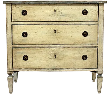 Provincial LXVI French Chest of Drawers in White and Light Blue Lacquer