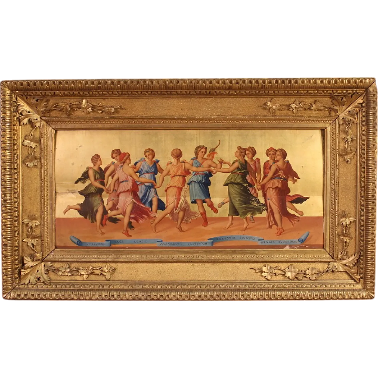 Afrer Peruzzi, Apollo dancing with the Muses, oil panel 19th century 31