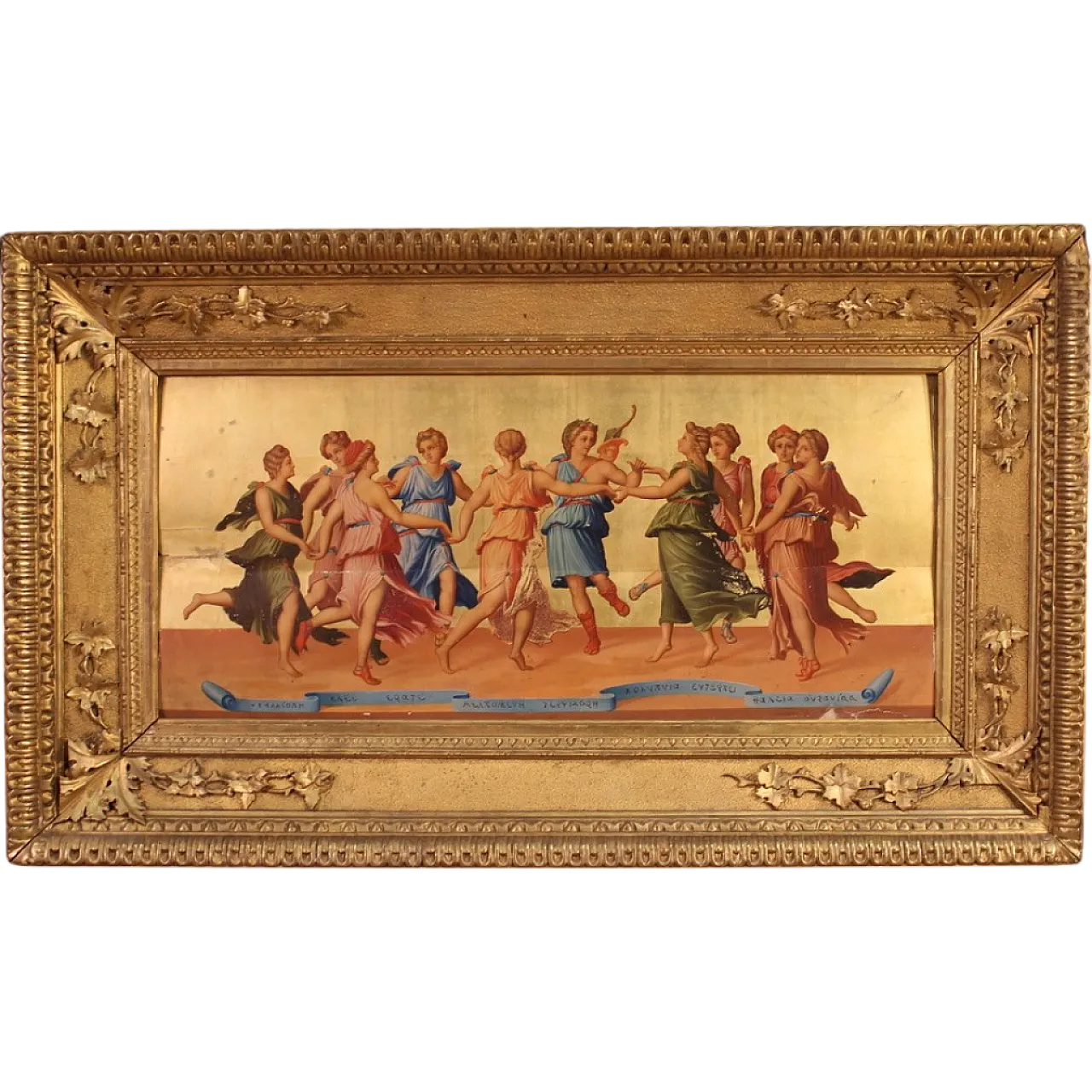 Afrer Peruzzi, Apollo dancing with the Muses, oil panel 19th century 32