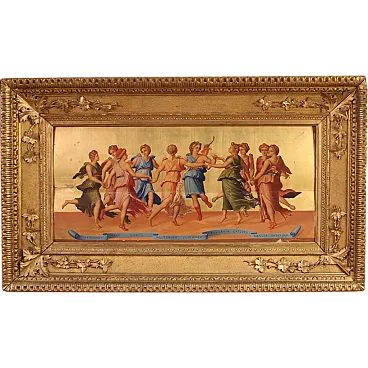 Afrer Peruzzi, Apollo dancing with the Muses, oil panel 19th century