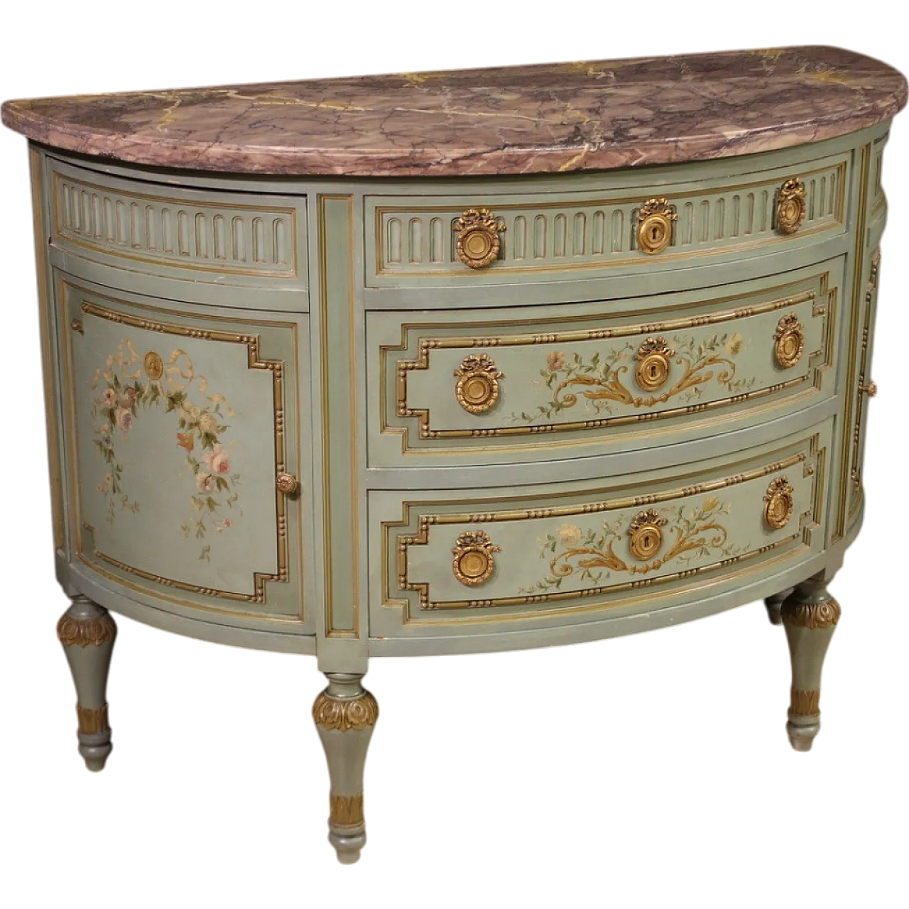 Louis XVI style demi lune dresser in lacquered wood, 20th century 13