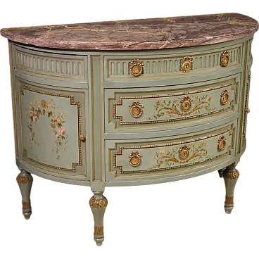 Louis XVI style demi lune dresser in lacquered wood, 20th century