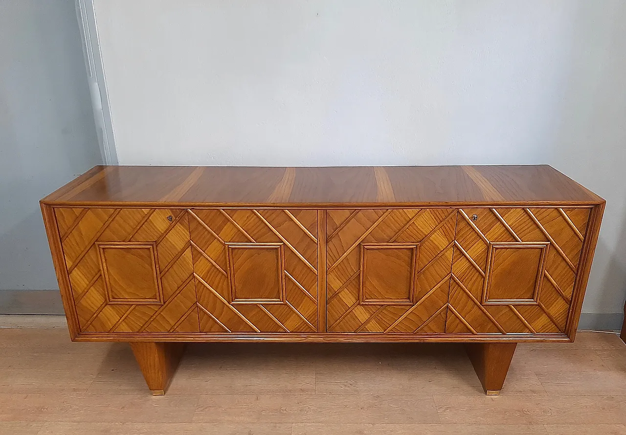 Art deco sideboardin blocnde oak, 1940s 1