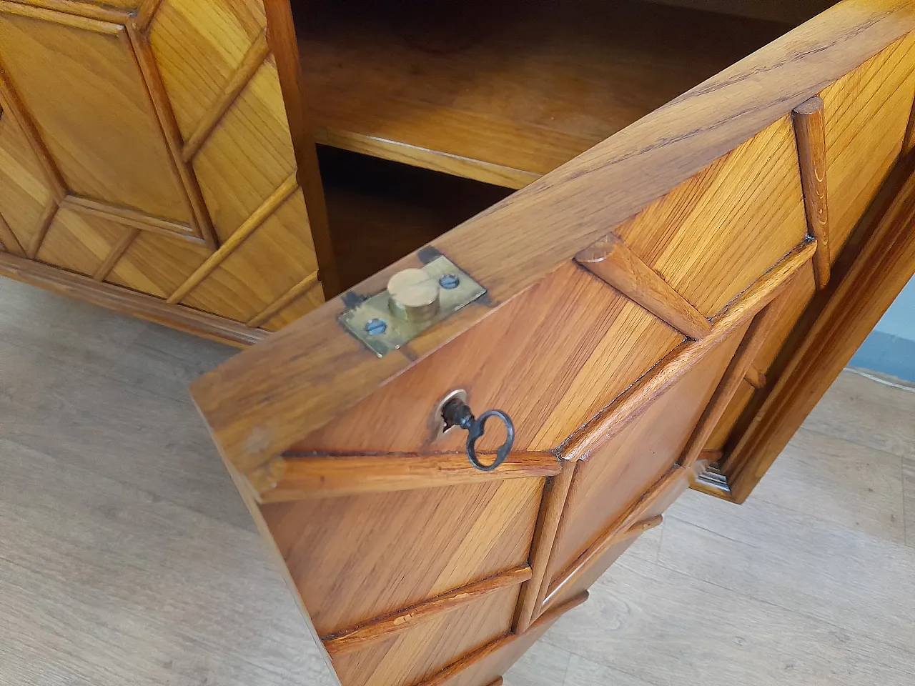 Art deco sideboardin blocnde oak, 1940s 7