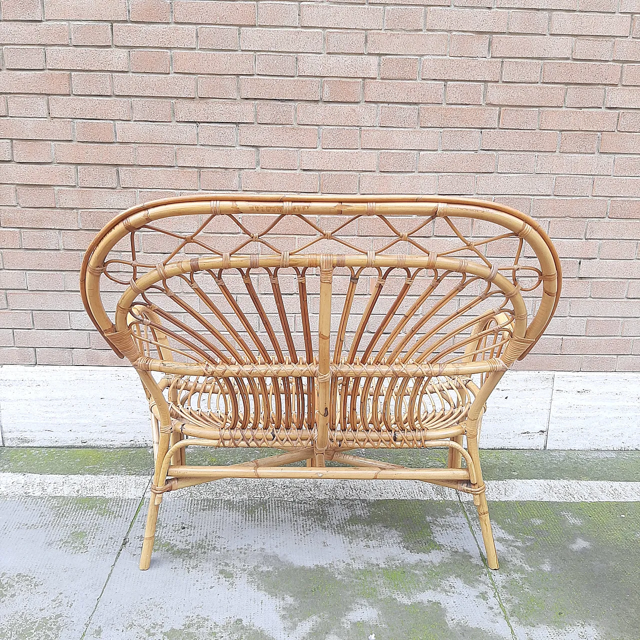 Bamboo sofa bench, 70s 6