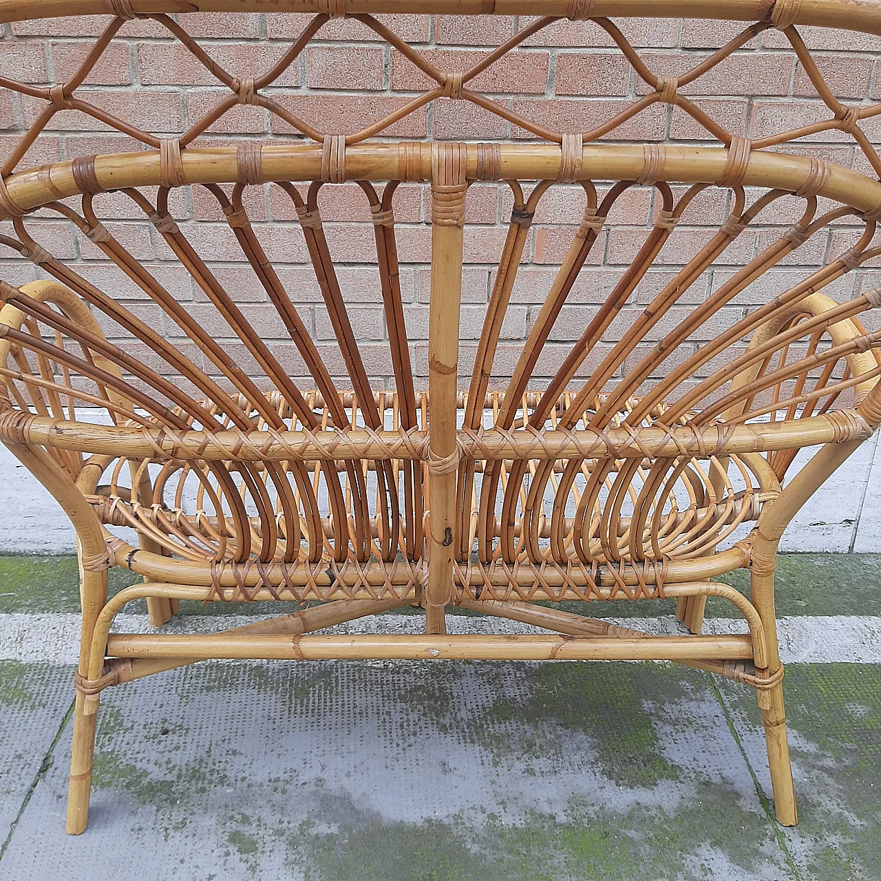 Bamboo sofa bench, 70s 8