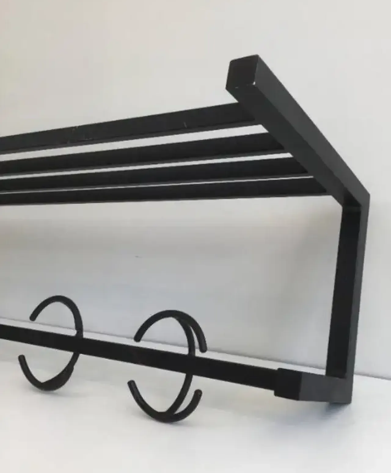 Black metal designer coat rack, 1950s 4