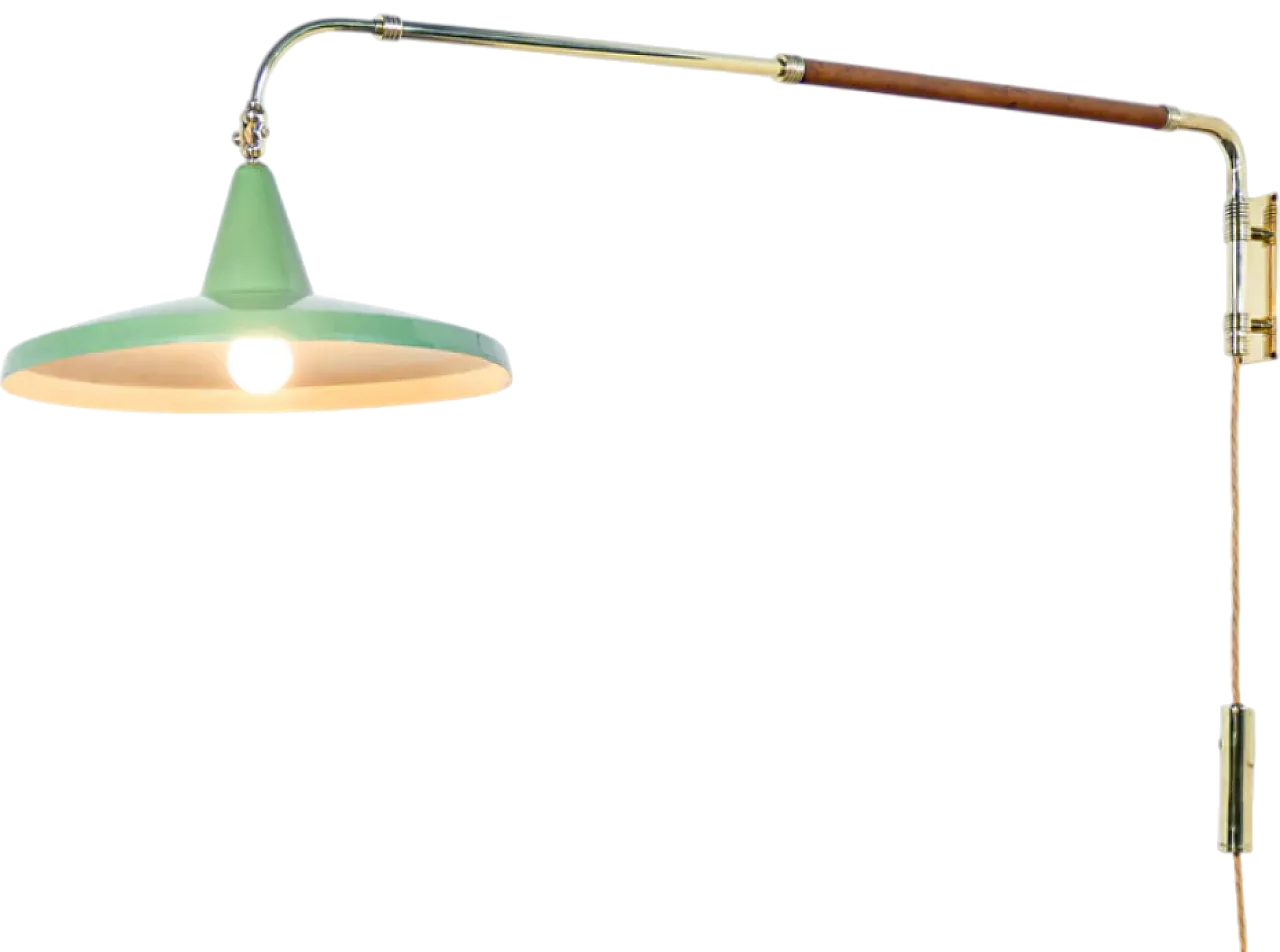 Wall lamp in brass, metal and leather, mid-19century 7