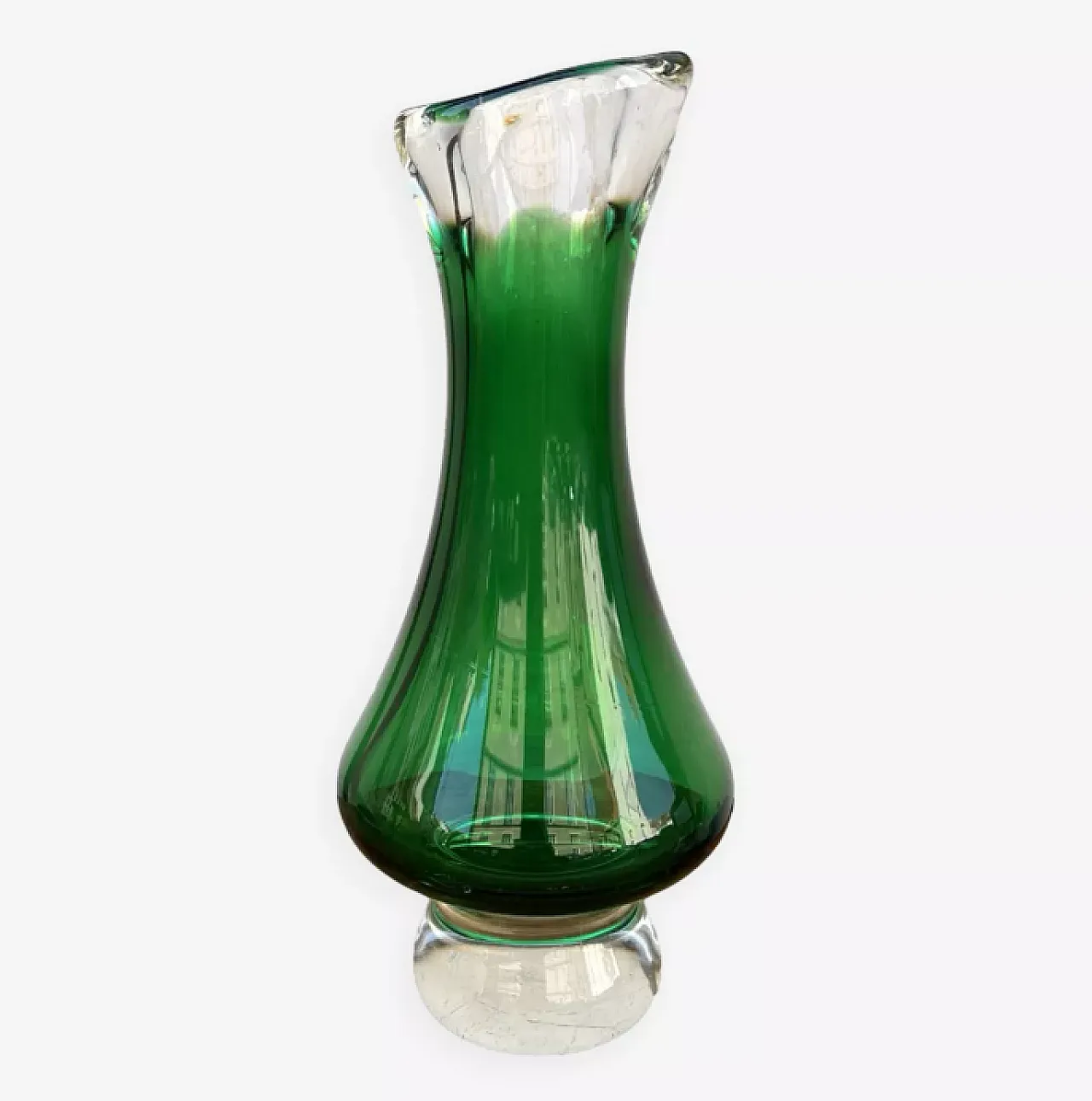 Green glass vase by E. Beranek for Skrdlovice, 1960s 1