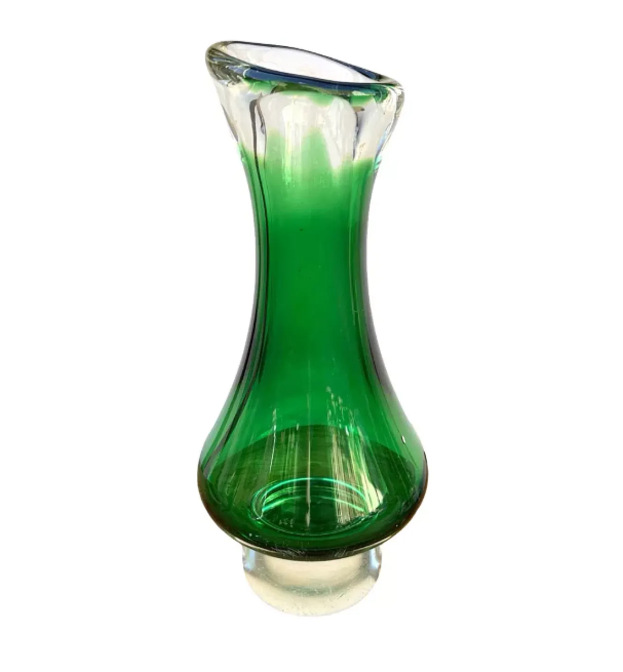 Green glass vase by E. Beranek for Skrdlovice, 1960s 4