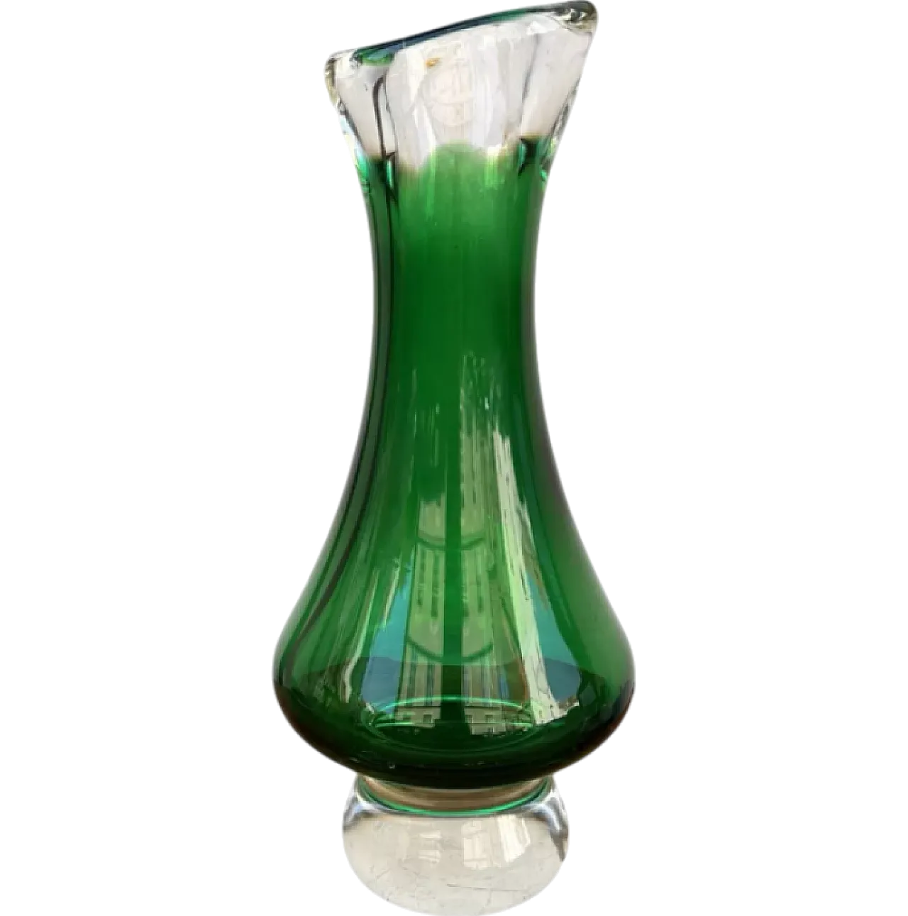 Green glass vase by E. Beranek for Skrdlovice, 1960s 7