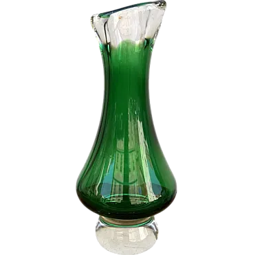 Green glass vase by E. Beranek for Skrdlovice, 1960s