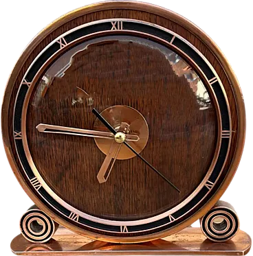 Kienzle electric fireplace clock in copper, 1970s