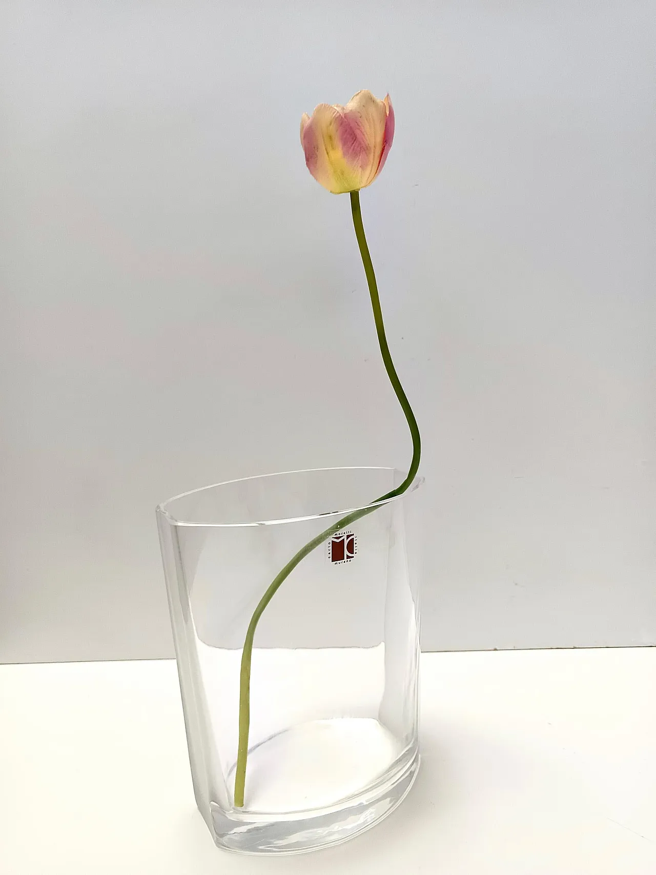 Transparent Murano Glass Vase by Carlo Moretti, Signed and Labeled, Italy 1990s 2