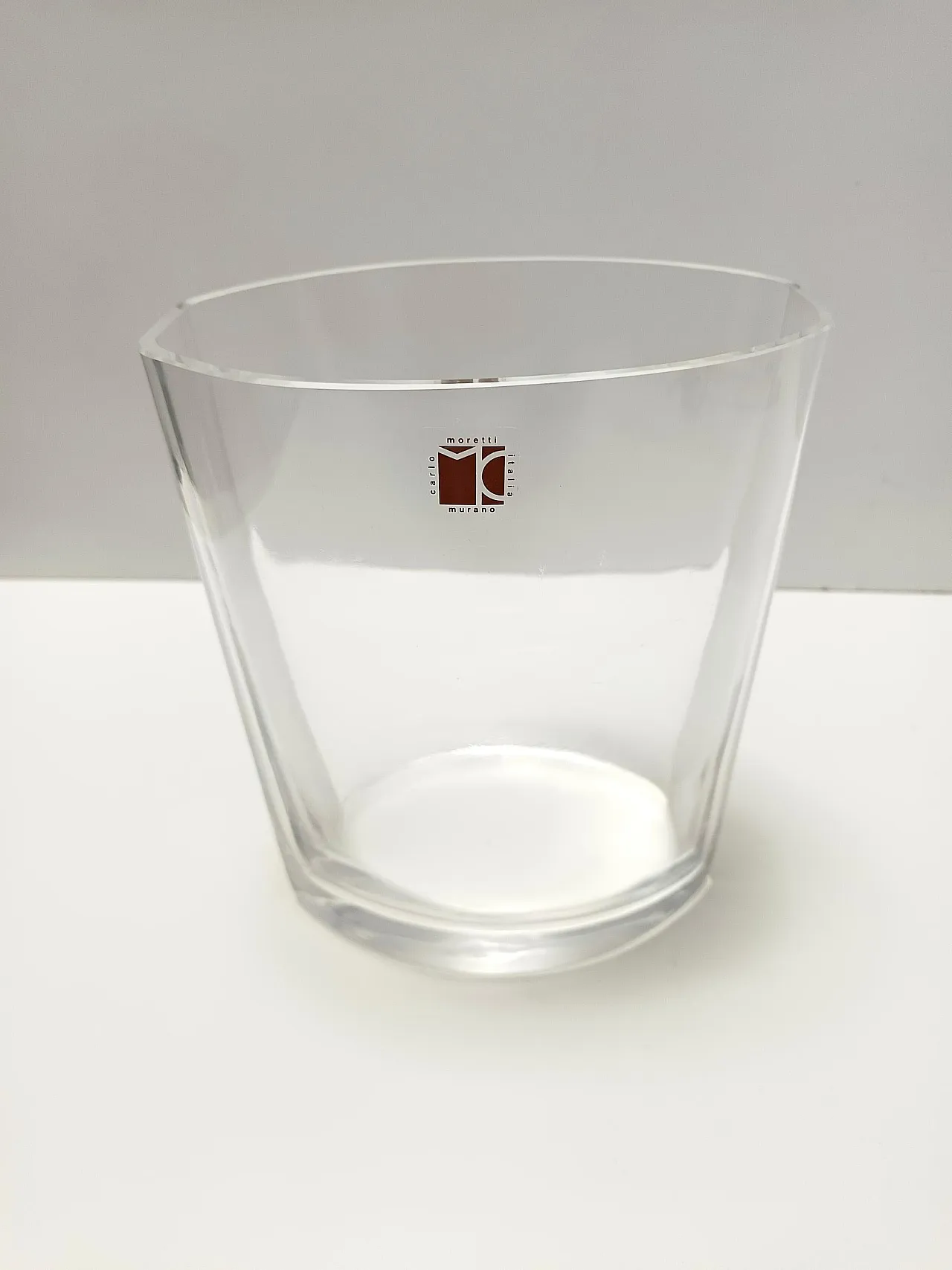 Transparent Murano Glass Vase by Carlo Moretti, Signed and Labeled, Italy 1990s 4