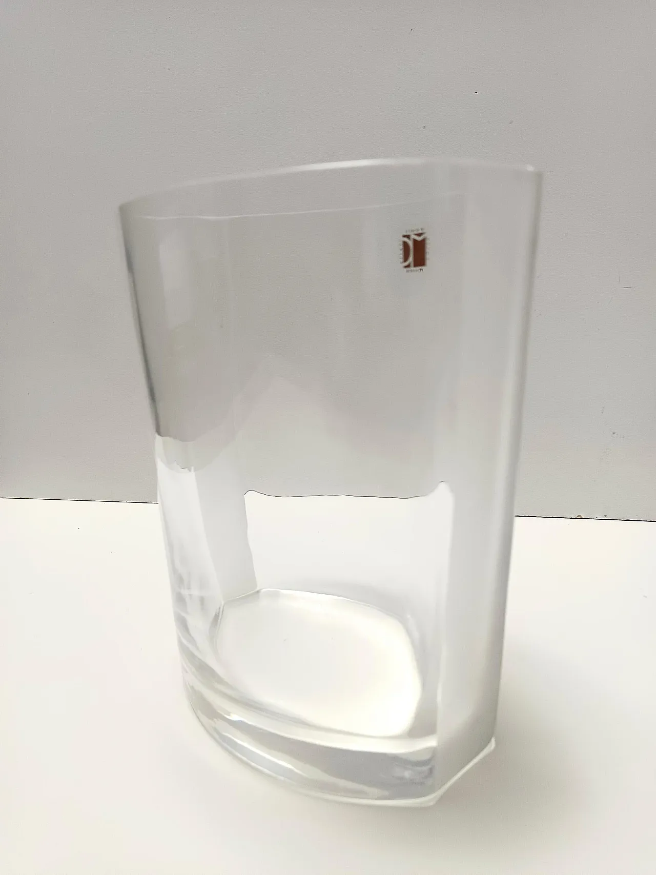 Transparent Murano Glass Vase by Carlo Moretti, Signed and Labeled, Italy 1990s 6