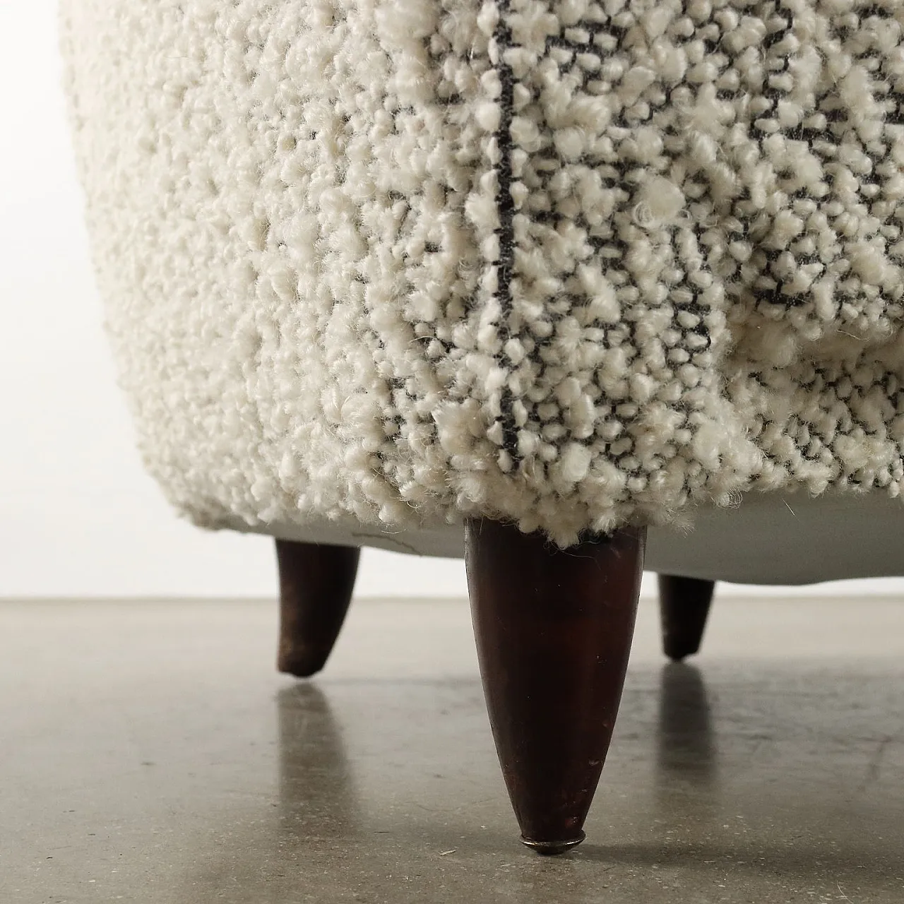 Bergere Armchair in new wool boucle fabric, 1950s 6