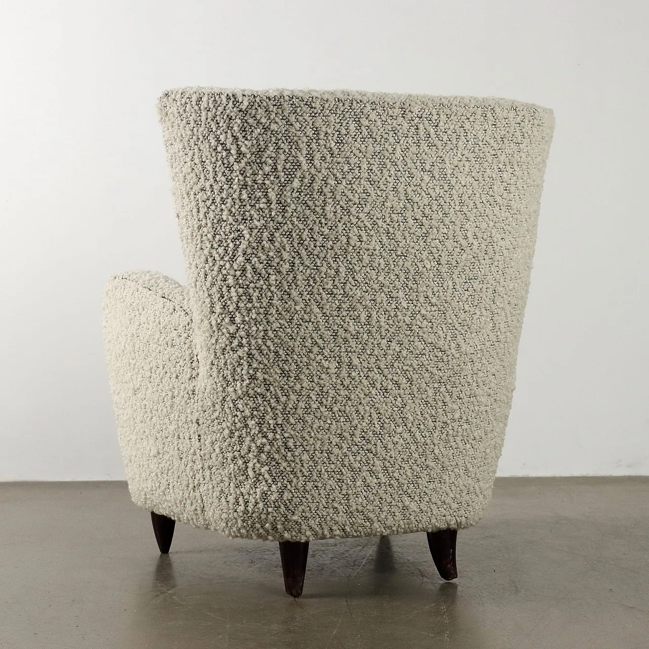 Bergere Armchair in new wool boucle fabric, 1950s 10