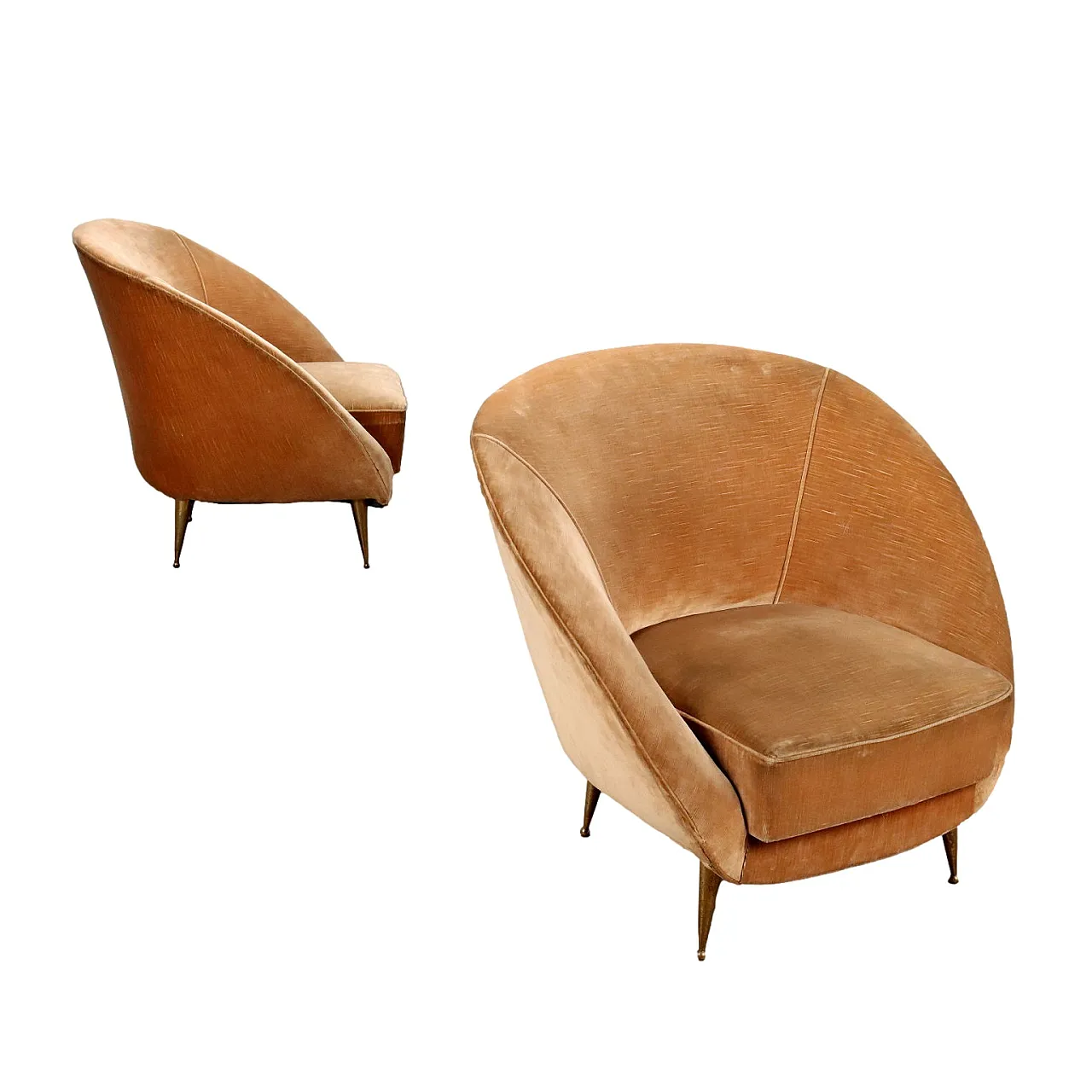 Pair of armchairs velvet brass, 1950s 1