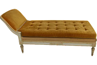 Yellow velvet Louis XVI Chaise Lounge, 1890s