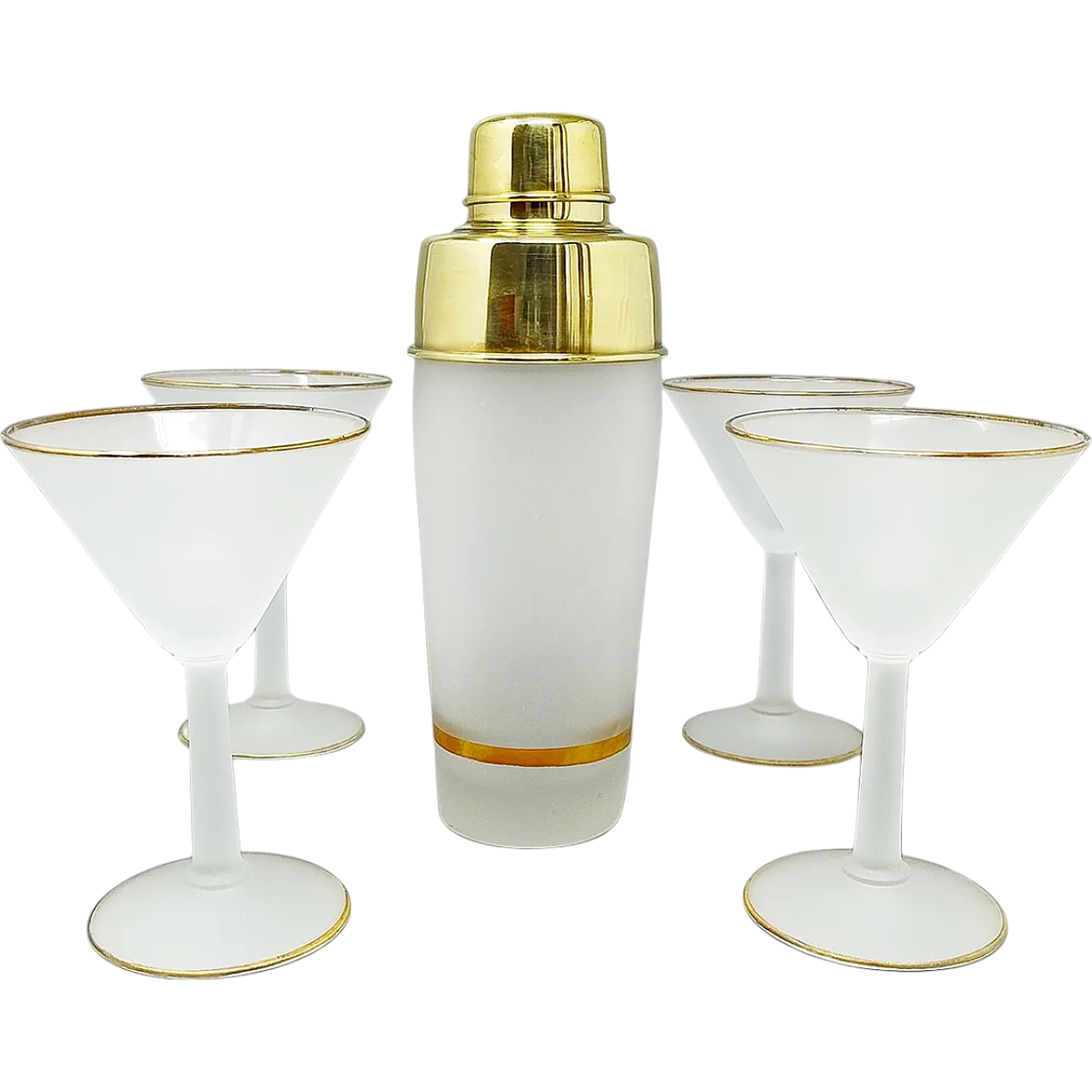 Cocktail shaker set with 4 Glasses, 1960s 9