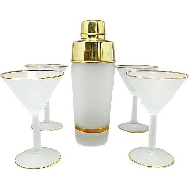 Cocktail shaker set with 4 Glasses, 1960s