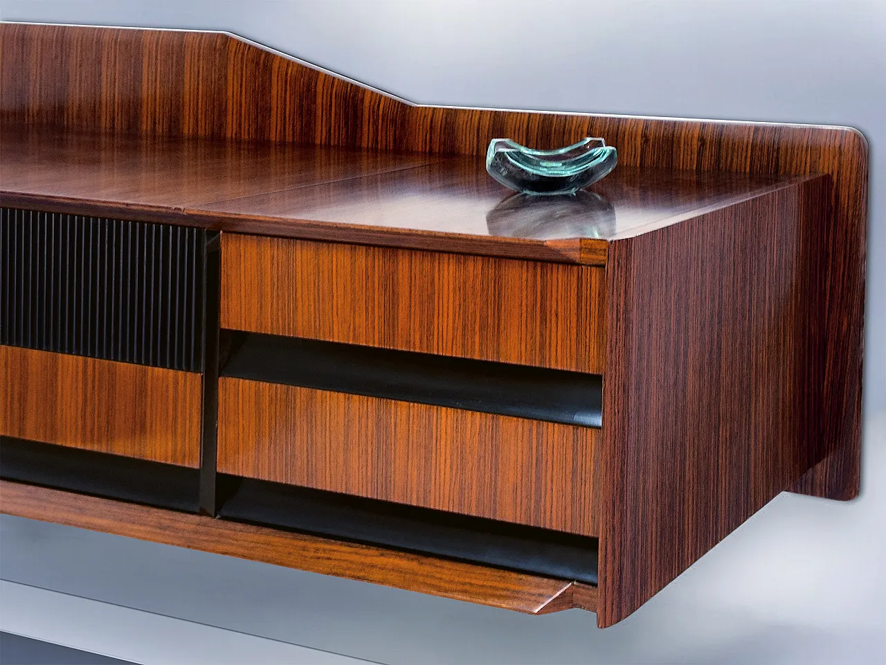 Credenza Mid-Century a parete con specchio, italiana, di Dassi, anni '50 5