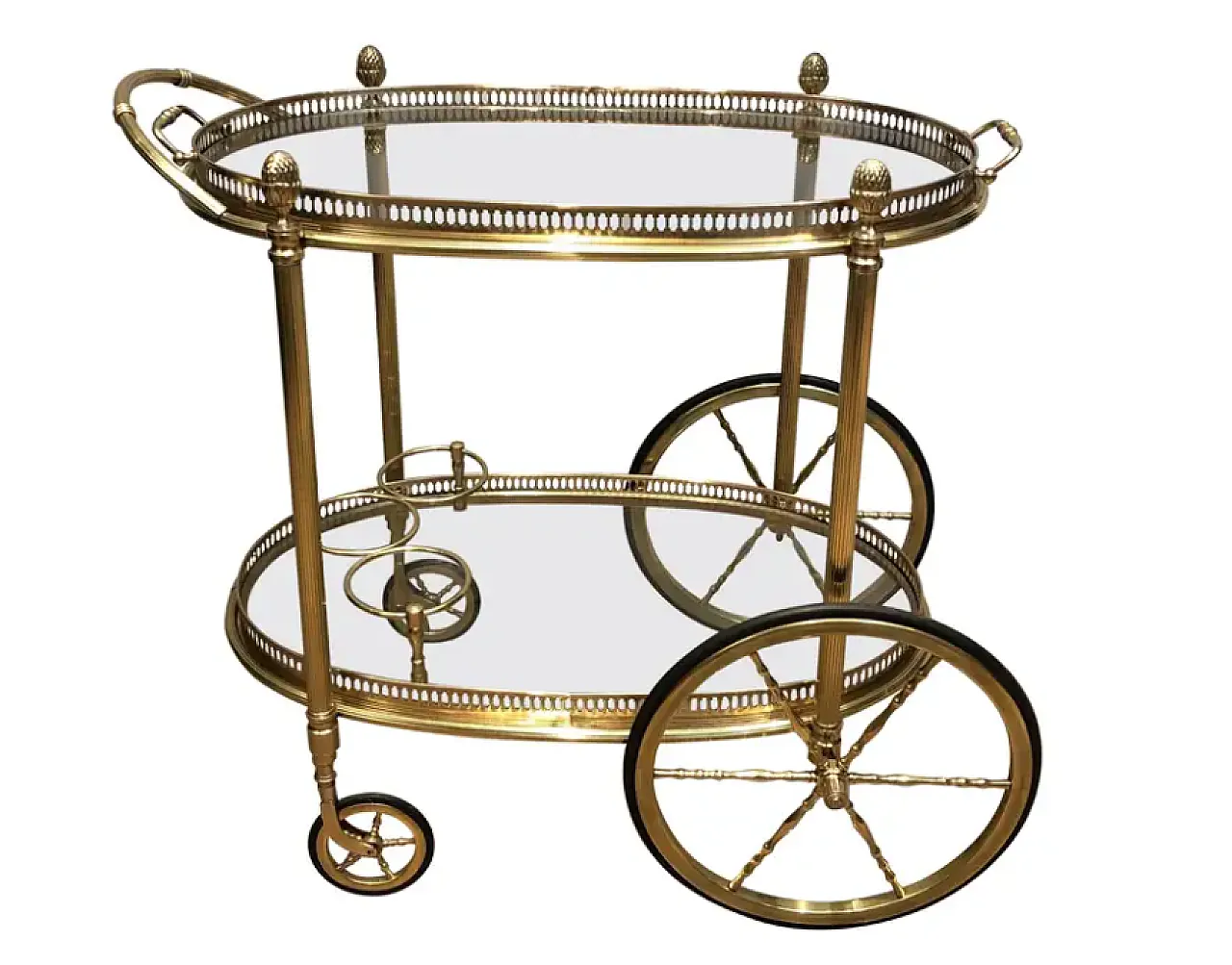 Oval brass drinks cart by Maison Bagués, 1940s 1