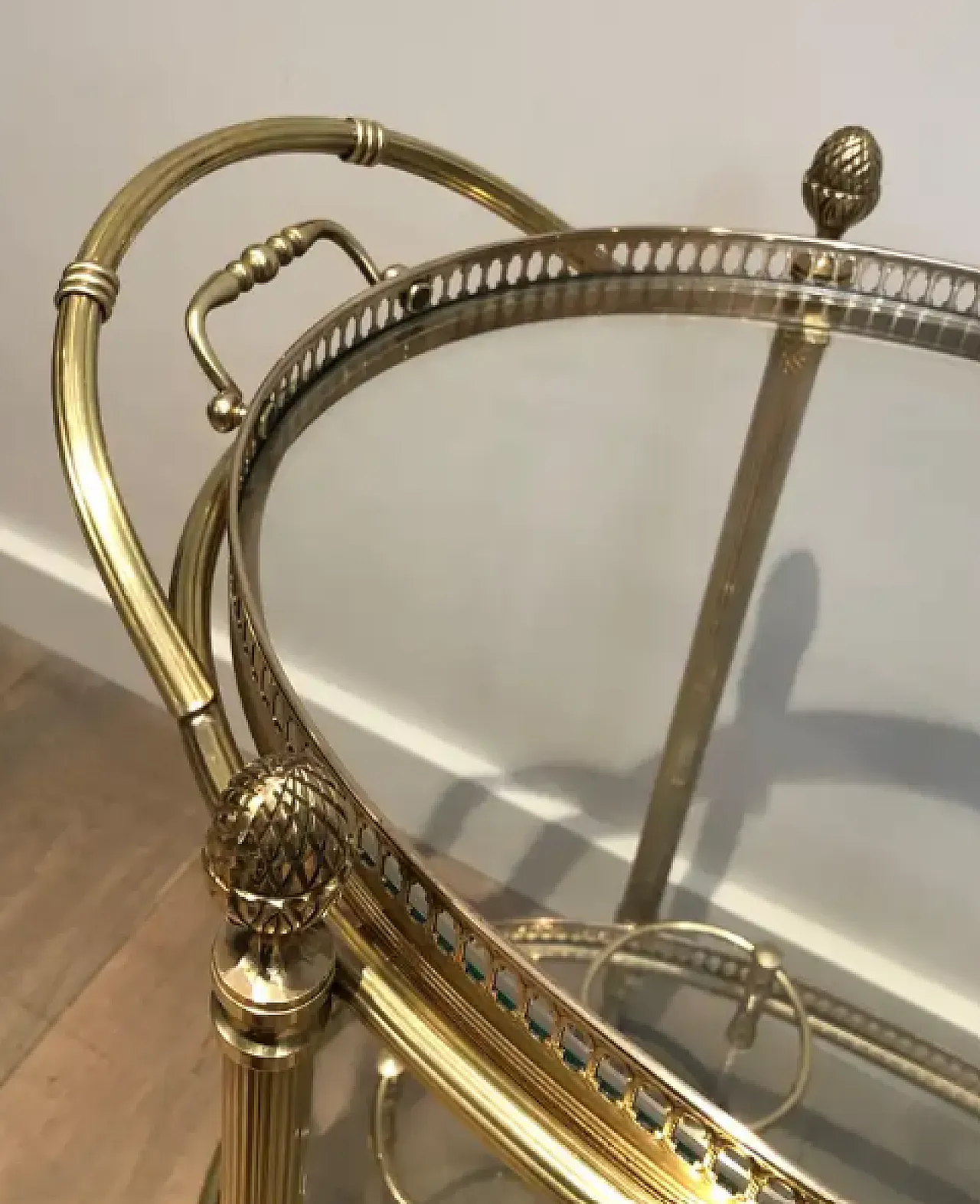 Oval brass drinks cart by Maison Bagués, 1940s 4