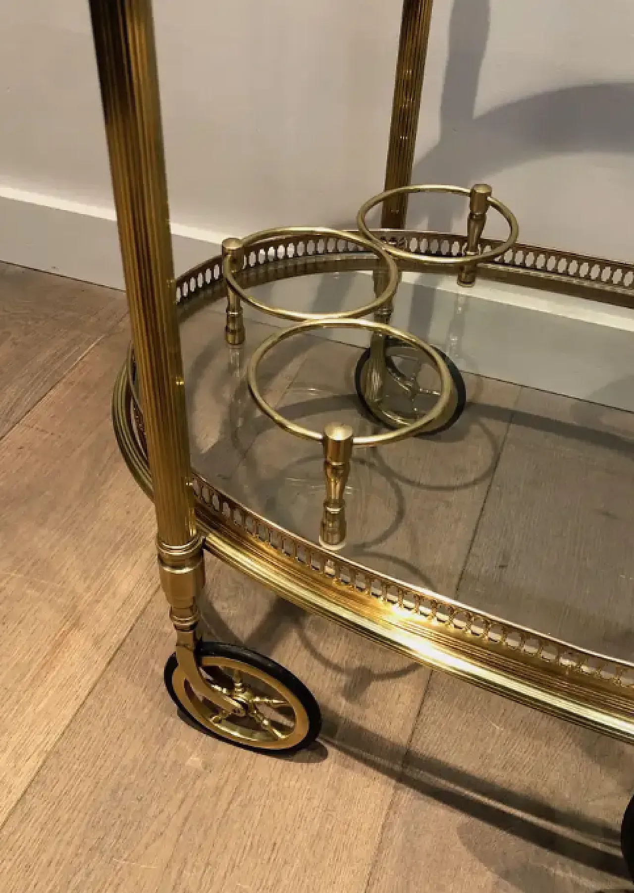 Oval brass drinks cart by Maison Bagués, 1940s 7