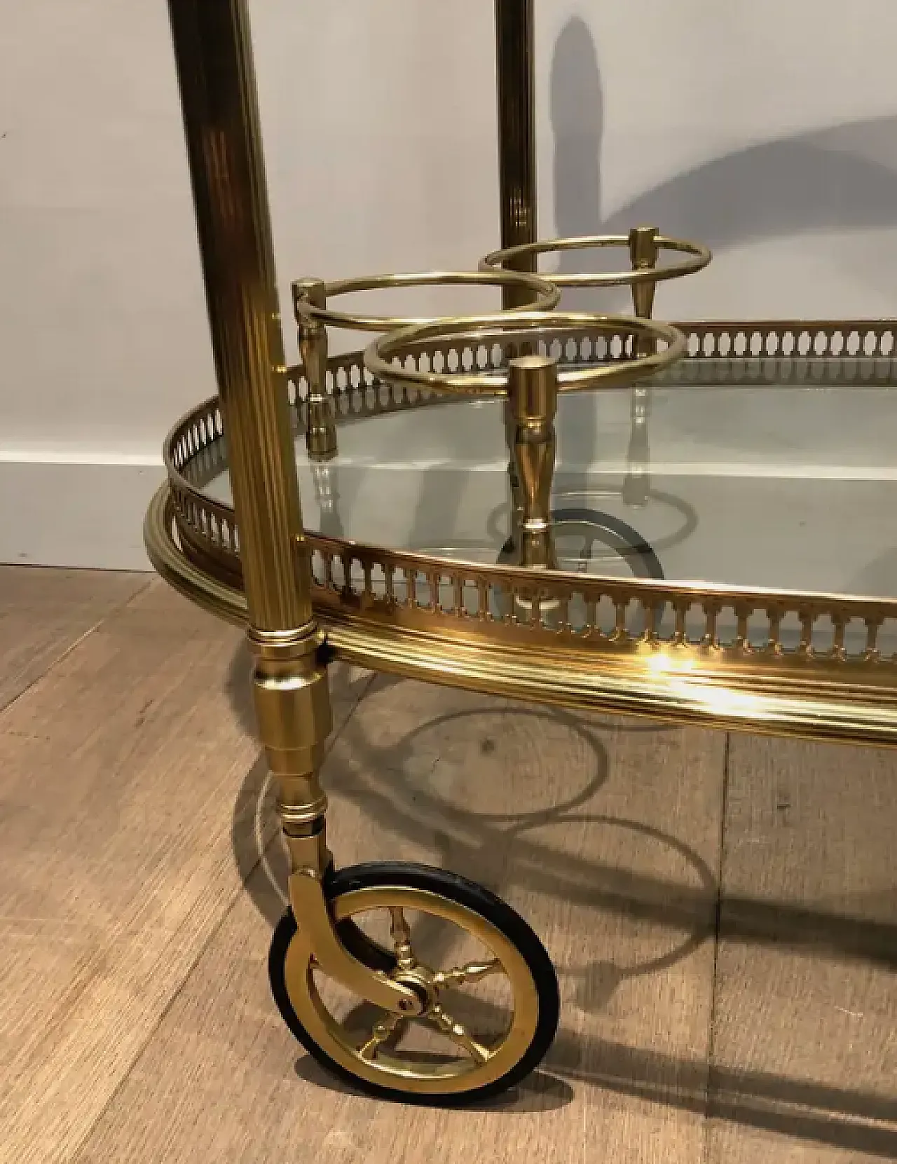 Oval brass drinks cart by Maison Bagués, 1940s 8