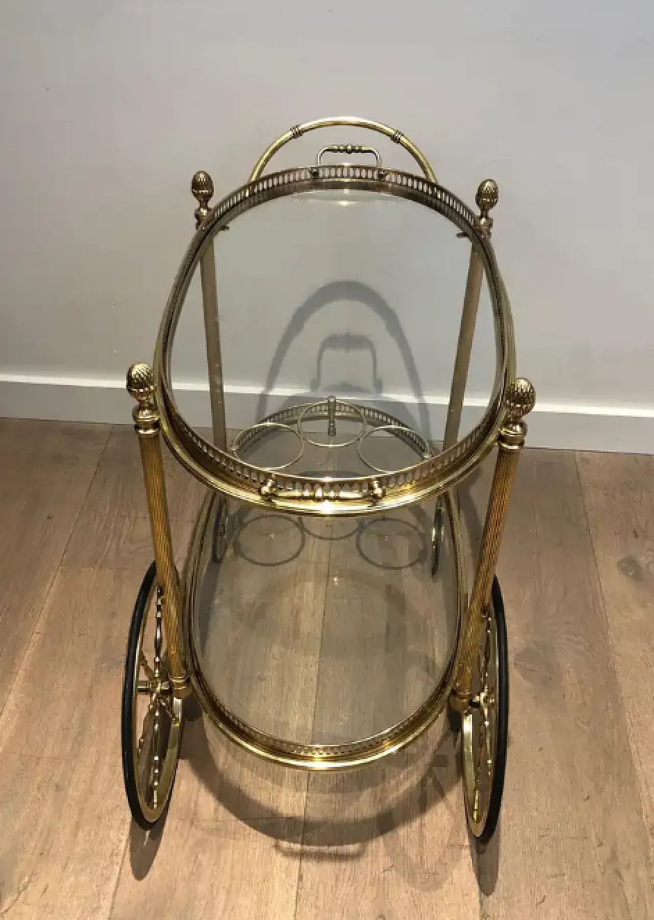 Oval brass drinks cart by Maison Bagués, 1940s 11