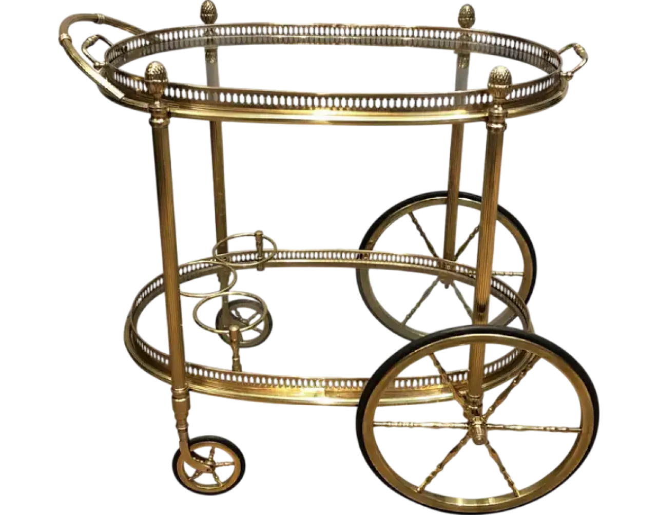 Oval brass drinks cart by Maison Bagués, 1940s 15