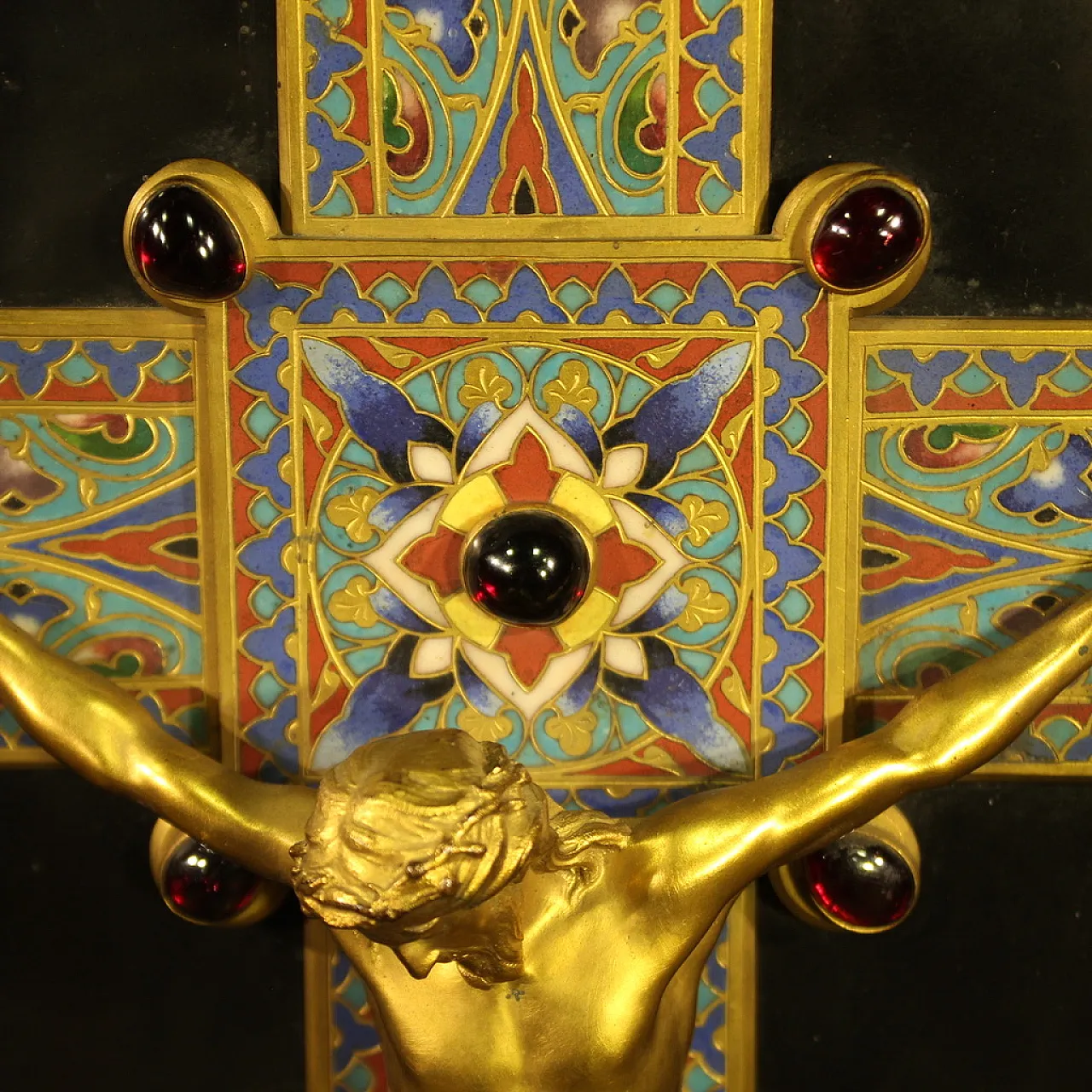 19th century gilded bronze crucifix signed Barbedienne 12