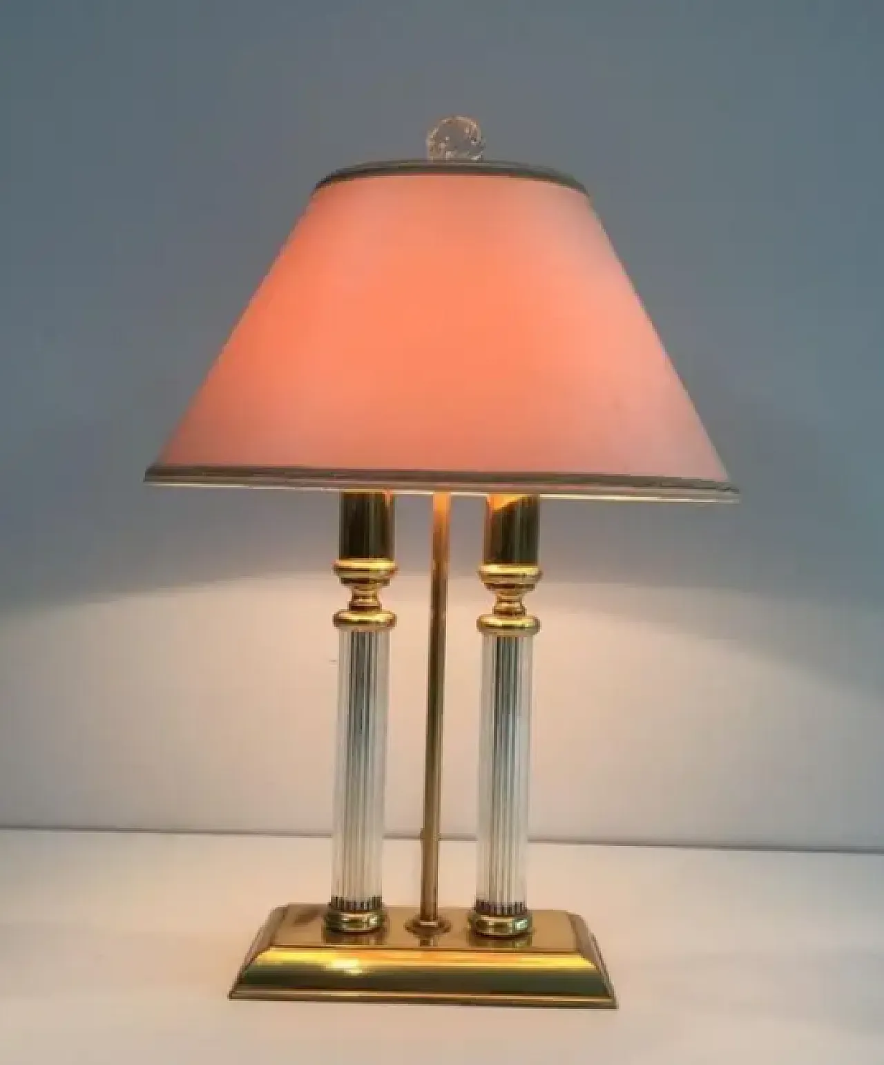 Le Dauphin, lamp in gilded metal, lucite and glass, 1970s 2