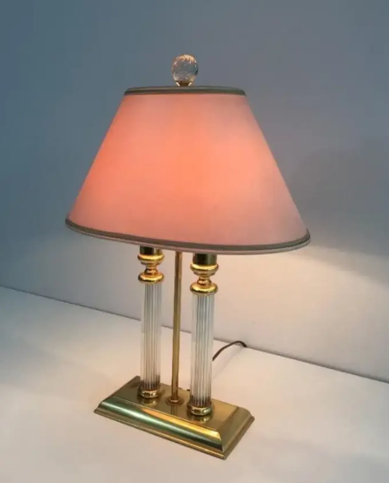 Le Dauphin, lamp in gilded metal, lucite and glass, 1970s 3