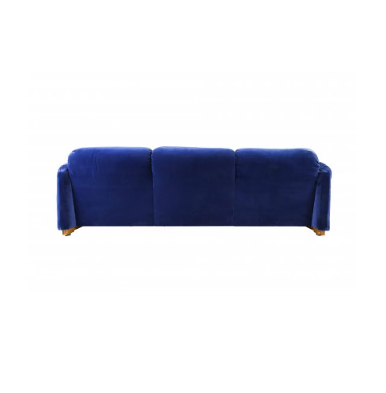 Maralunga 3 seats sofa by Magistretti for Cassina blue velvet, 70s 2